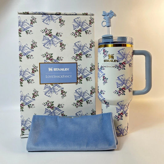 Stanley X Tumbler Love Shack Fancy 40oz Holiday Rosa Beaux Blue