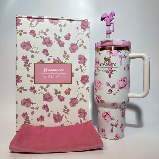 Stanley Love Shack Fancy 40oz Tumbler – Ribbon Rosa Pink